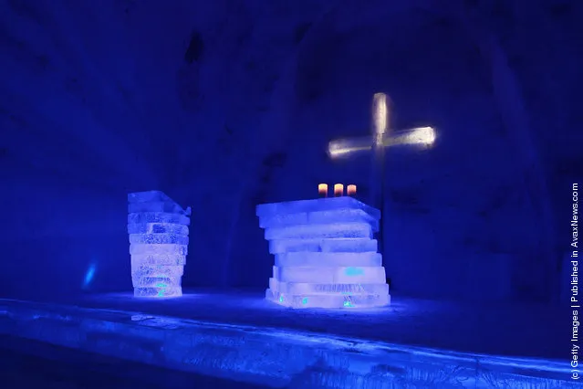 A church made entirely of snow and ice in southern Bavaria