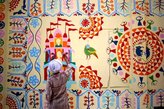 A student of the Faculty of Fine Arts of Dhaka University are preparing to welcome the Bengali New Year on April 9, 2022. The event has been closed for the past two years due to coronavirus conditions. (Photo by Md Rakibul Hasan/ZUMA Press Wire/Rex Features/Shutterstock)