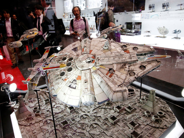 Bandai Co's 1/72 scale plastic model of the Millennium Falcon from “Star Wars” is displayed at the International Tokyo Toy Show in Tokyo, Japan June 9, 2016. (Photo by Toru Hanai/Reuters)