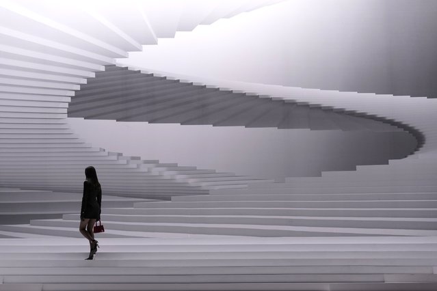 A model wears a creation as part of the Versace women's Fall-Winter 2024-25 collection presented in Milan, Italy, Friday, February 23, 2024. (Photo by Antonio Calanni/AP Photo)