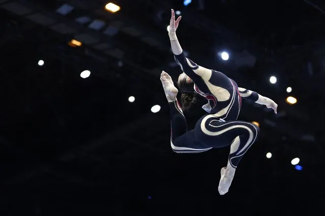 Germany's Pauline Schaefer-Betz competes in the Women's Balance Beam Final during the 52nd FIG Artistic Gymnastics World Championships, in Antwerp, northern Belgium, on October 8, 2023. (Photo by Kenzo Tribouillard/AFP Photo)