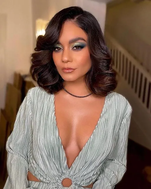American actress and singer Vanessa Hudgens channels the '70s with her throwback glam look at the end of December 2021. (Photo by vanessahudgens/Instagram)