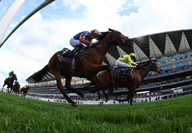 Almaqam ridden by Tom Marquand in action on their way to winning the 16:25 St James's Palace Stakes alongside Henry Longfellow ridden by Ryan Moore, June 18, 2024. (Photo by Andrew Boyers/Action Images via Reuters)