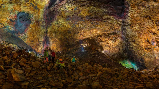 Inside the Thrihnukagigur Volcano, Iceland. (Photo by Airpano/Caters News)