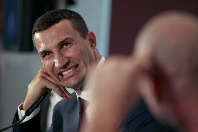 Ukrainian heavyweight boxing world champion Vladimir Klitschko reacts during a news conference in Duesseldorf, Germany July 21, 2015. (Photo by Ina Fassbender/Reuters)