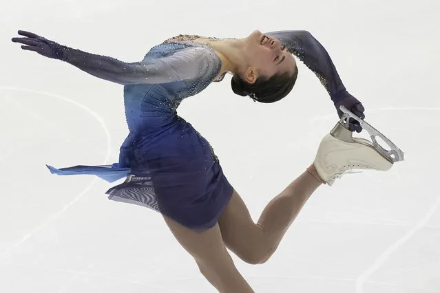 United States' Isabeau Levito competes during the Women's Free Skating at the figure skating Grand Prix finals at the Palavela ice arena, in Turin, Italy, Saturday, December 10, 2022. (Photo by Antonio Calanni/AP Photo)