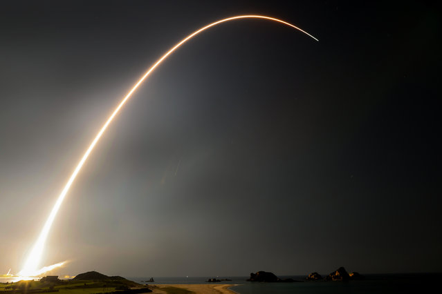 In this long exposure image, the H-IIA-50 rocket carrying a satellite to observe greenhouse gases and water cycle lifts off from the launch pad at JAXA (Japan Aerospace Exploration Agency) Tanegashima Space Center on June 29, 2025 in Minamitane, Kagoshima, Japan. (Photo by The Asahi Shimbun via Getty Images)