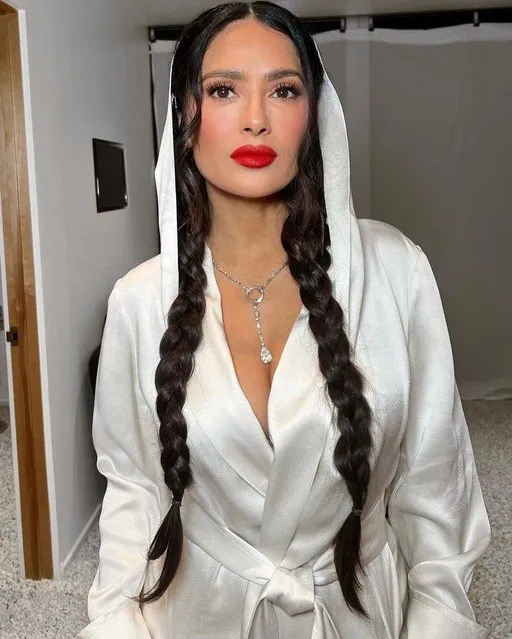 Mexican-American actress Salma Hayek in the second decade of March 2023 shares a photo from one of her glamorous Oscar weekend looks. (Photo by salmahayek/Instagram)