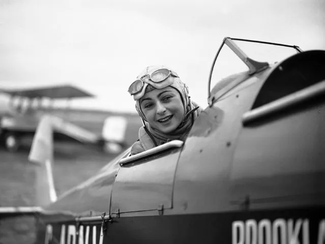 British airwoman and ice Hockey player Mona Friedlander, at Brooklands Flying Club, England, on December 30, 1938. (Photo by AP Photo)