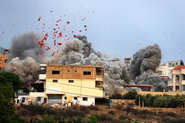 Smoke rises following an Israeli airstrike in the village of Teir Debba, southern Lebanon, November 6, 2025. (Photo by Mohammad Zaatari/AP Photo)