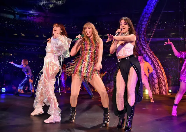 Charli XCX, Taylor Swift and Camila Cabello perform onstage during opening night of Taylor Swift's 2018 reputation Stadium Tour at University of Phoenix Stadium on May 8, 2018 in Glendale, Arizona. (Photo by Kevin Mazur/Getty Images for TAS)