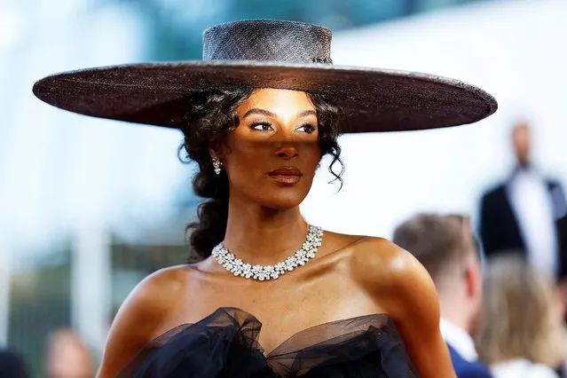 French model Cindy Bruna arrives for the screening of the film “Club Zero” during the 76th edition of the Cannes Film Festival in Cannes, southern France, on May 22, 2023. (Photo by Gonzalo Fuentes/Reuters)