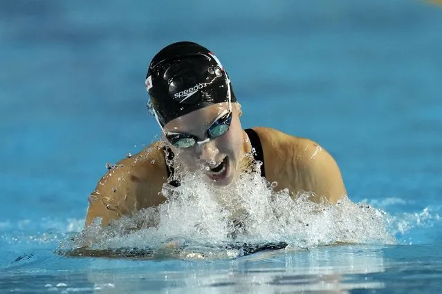 Puerto Rico's Kristen Romano competes in the women's 400-meter individual medley final of the Central American and Caribbean Games in San Salvador, El Salvador, Tuesday, June 27, 2023. (Photo by Arnulfo Franco/AP Photo)