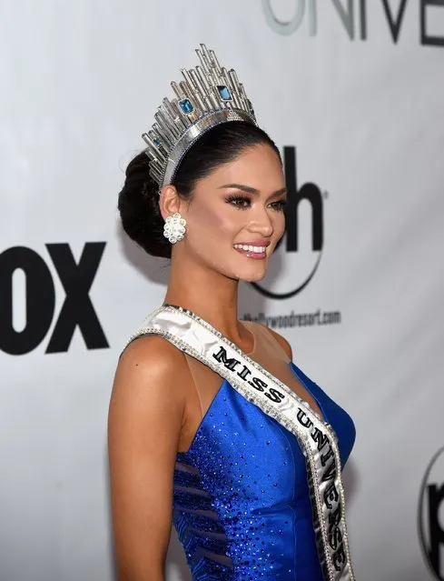The winner of 2015 Miss Universe, Pia Alonzo Wurtzbach, poses for a press conference during the 2015 Miss Universe Pageant at The Axis at Planet Hollywood Resort & Casino on December 20, 2015 in Las Vegas, Nevada. (Photo by Ethan Miller/Getty Images)