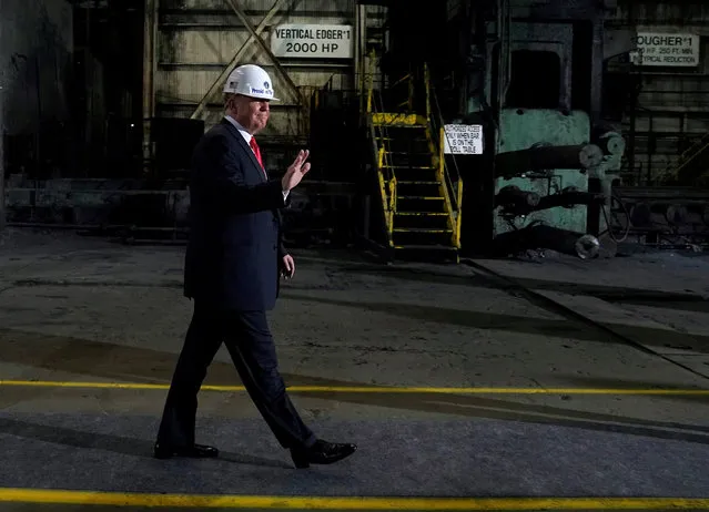U.S. President Donald Trump tours the Granite City Works hot strip steel mill in Granite City, Illinois, U.S., July 26, 2018. (Photo by Joshua Roberts/Reuters)