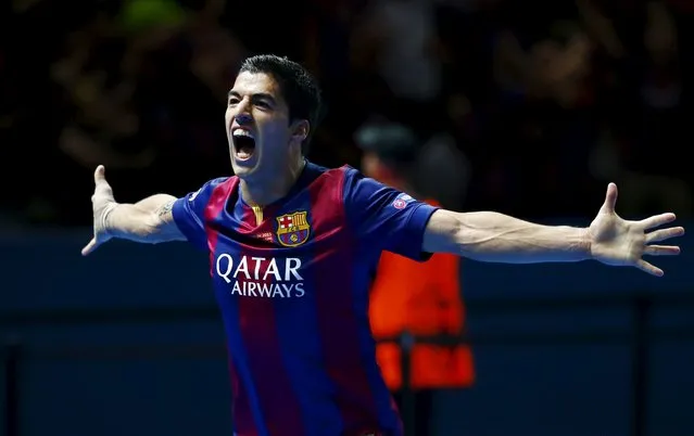 Luis Suarez celebrates scoring the second goal for Barcelona against Juventus during the UEFA Champions League Final at the Olympiastadion in Berlin, Germany, June 6, 2015. (Photo by Michael Dalder/Reuters)