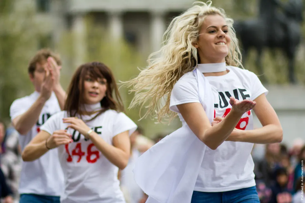 146 West End Stars Hold A Flashmob In Trafalgar Square. Part II