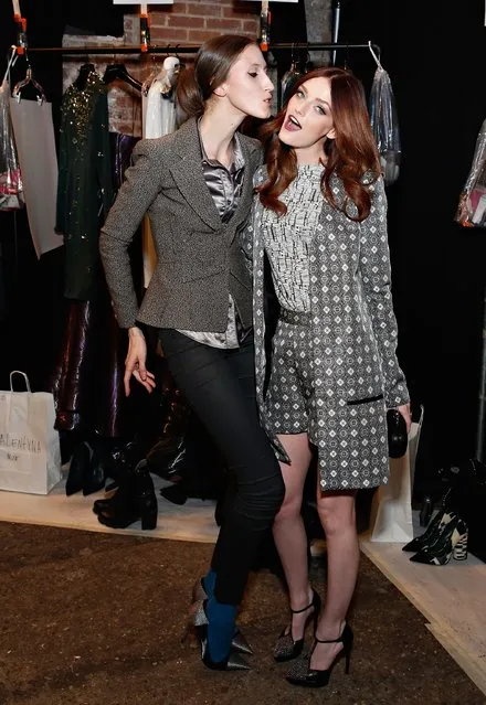 Model Anna Cleveland and model/ actress Lydia Hearst pose backstage at the Christian Siriano fashion show during the Mercedes-Benz Fashion Week Fall 2014 at Eyebeam on February 8, 2014 in New York City. (Photo by Cindy Ord/Getty Images)