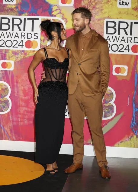 Scottish DJ Calvin Harris and his wife, British television presenter Vick Hope attend the BRIT Awards 2024 at the O2 London in Greenwich, London, United Kingdom on March 2, 2024. (Photo by ZUMA Press/The Mega Agency)