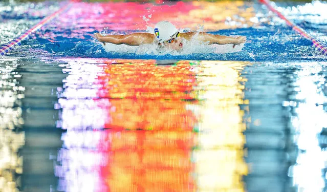 German swimmer Franziska Hentke of SC Magdeburg competes in the 200 metre butterfly at the German Open in Essen, Germany, 3 July 2015. She broke the German record. (Photo by Martin Schutt/EPA)
