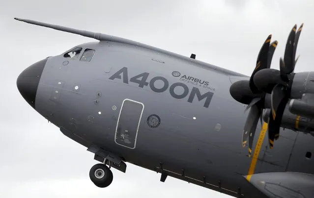 An Airbus A400M aircraft takes part in a flying display at the Royal International Air Tattoo at RAF Fairford, Britain July 17, 2015. (Photo by Peter Nicholls/Reuters)