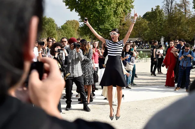 Giovanna Battaglia arrives at the Valentino show as part of the Paris Fashion Week Womenswear Spring/Summer 2015 on September 30, 2014 in Paris, France. (Photo by Pascal Le Segretain/Getty Images)