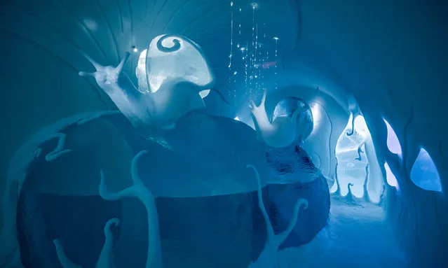 The Icehotel reopens each year in a new form. In this room, Ground Rules, created by Carl Wellander and Ulrika Tallving, icy snails take centre stage. (Photo by Asaf Kliger/IceHotel/The Guardian)