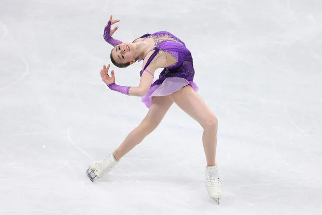 Kamila Valieva of Team ROC skates during the Women Single Skating Short Program on day eleven of the Beijing 2022 Winter Olympic Games at Capital Indoor Stadium on February 15, 2022 in Beijing, China. (Photo by Catherine Ivill/Getty Images)
