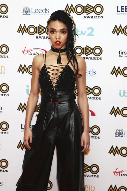 English singer-songwriter Tahliah Debrett Barnett, known professionally as FKA Twigs, attends the MOBO Awards at First Direct Arena on November 4, 2015 in Leeds, England.  (Photo by Dave J. Hogan/Getty Images)