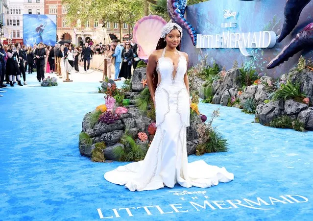 American singer-songwriter Halle Bailey attends the UK Premiere of “The Little Mermaid” at Odeon Luxe Leicester Square on May 15, 2023 in London, England. (Photo by Hoda Davaine/Dave Benett/WireImage)