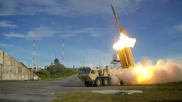 A Terminal High Altitude Area Defense (THAAD) interceptor is launched during a successful intercept test, in this undated handout photo provided by the U.S. Department of Defense, Missile Defense Agency. (Photo by Reuters/U.S. Department of Defense, Missile Defense Agency)