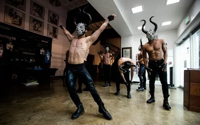 Aurora Sexton's backup dancers warm-up prior to her performance onstage during the Drag Queen Of The Year Competition at the Montalban Theater in Hollywood, California, USA, 26 May 2019. Drag Queen contestants took part in first ever Drag Queen of the Year Pageant and were judged on criteria such as presence, energy, integrity, and stunningness. (Photo by Etienne Laurent/EPA/EFE)