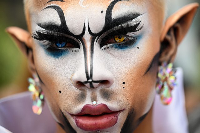 A reveler takes part in the annual Pride Parade in Caracas on July 7, 2024. (Photo by Federico Parra/AFP Photo)