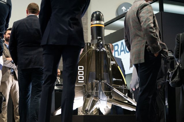 Attendees inspect the Anduril Roadrunner unmanned aircraft during the Association of the United States Army annual meeting and exposition at the Walter E. Washington Convention Center in Washington, U.S., October 14, 2024. (Photo by Nathan Howard/Reuters)