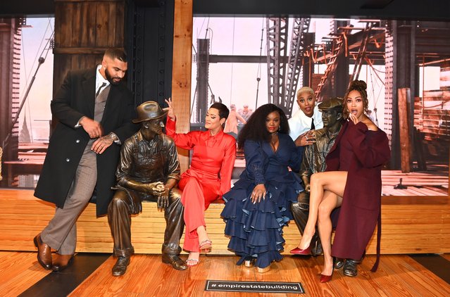 Actress and model Meagan Good and the cast of “Harlem” (Tyler Lepley, Grace Byers, Jerrie Johnson and  Shoniqua Shandai) visit the Empire State Building on January 14, 2025 in New York City. (Photo by Roy Rochlin/Getty Images for Empire State Realty Trust)