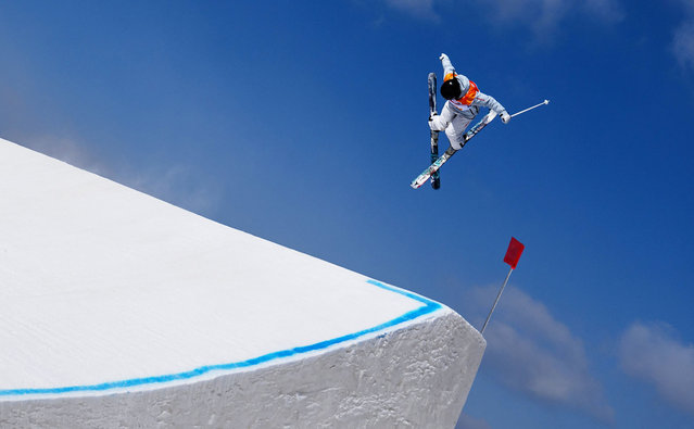 China's Xiao Siyu competes during the final run of the women's freeski slopestyle qualification at the Gangwon 2024 Winter Youth Olympic Games at Welli Hilli Park Ski Resort in Hoengseong, South Korea, on January 24, 2024. (Photo by OIS/IOC/Handout via Reuters)