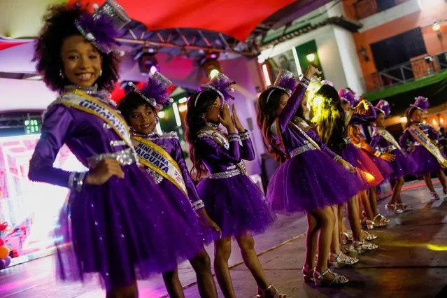 Contestants take part in the Mini Queen Carnival 2023 pageant during pre-carnival celebrations, in La Guaira, Venezuela on February 15, 2023. (Photo by Leonardo Fernandez Viloria/Reuters)