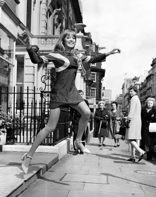 File photo dated 21/04/66 of Pattie Boyd in London's West End wearing a mini skirt, as the British designer Mary Quant, widely credited with popularising the mini skirt has recalled its “feeling of freedom and liberation” 50 years after she took the fashion world by storm. (Photo by PA Wire)