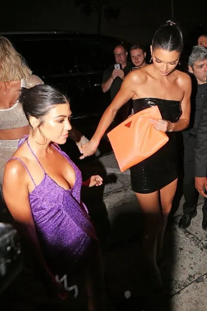 Family and celebrities arrive at Kylie Jenner's 21st birthday celebration at Craig's in West Hollywood, CA on August 9, 2018. Pictured: Kourtney Kardashian and Kendall Jenner. (Photo by Dream Team/Backgrid)