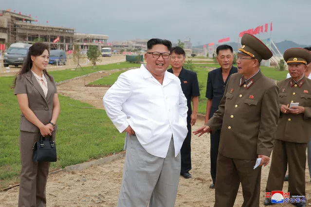 North Korean leader Kim Jong Un inspects the construction of the Wonsan-Karma coastal tourism district, North Korea, in this undated photo released by North Korea's Korean Central News Agency (KCNA) on August 16, 2018. (Photo by KCNA via Reuters)
