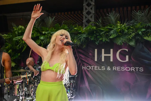 Canadian singer-songwriter Carly Rae Jepsen performs at the IHG Hotels & Resorts,  An Official Lollapalooza Pre-Party at Boleo Rooftop at Kimpton Gray Hotel on August 02, 2023 in Chicago, Illinois. (Photo by Daniel Boczarski/Getty Images for IHG Hotels & Resorts)