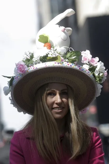 A woman takes part in the annual Easter Parade and Bonnet Festival along 5th Avenue in New York City March 27, 2016. (Photo by Brendan McDermid/Reuters)
