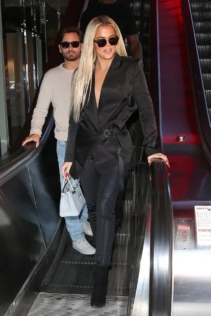 Reality star, Khloe Kardashian grabs lunch at Chin Chin with the company of Scott Disick in Studio City, CA. on October 1, 2019. The socialite and full-time momma stepped out in a belted black blazer while Scott kept things simple in a cream sweater and jeans. (Photo by Backgrid USA)