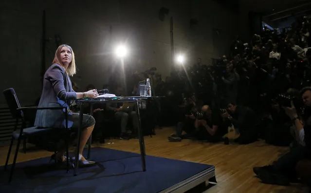 Russian TV personality Ksenia Sobchak, who recently announced plans to run in the upcoming presidential election, attends a news conference in Moscow, Russia October 24, 2017. (Photo by Maxim Shemetov/Reuters)