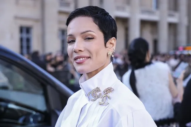 American singer and songwriter Halsey departs the Chanel ready-to-wear Spring/Summer 2023 fashion collection presented Tuesday, October 4, 2022 in Paris. (Photo by Vianney Le Caer/Invision/AP Photo)