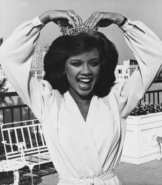 Vanessa Williams, Miss America for 1984 adjusts her crown during photo session, Sunday, September 19, 1983 in Atlantic City, New Jersey. (Photo by AP Photo)