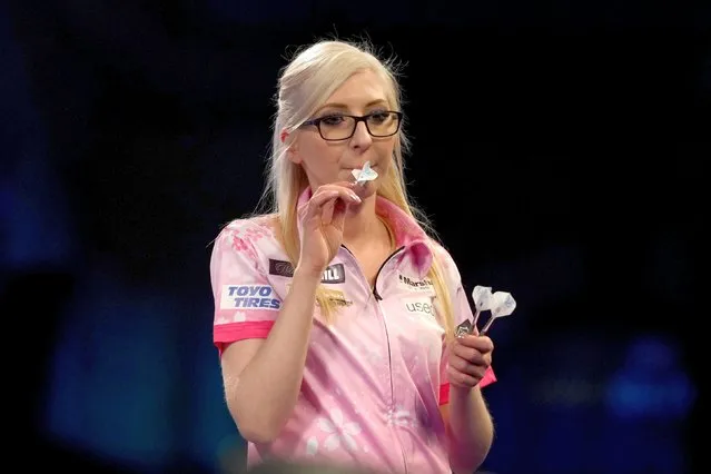 English professional darts player Fallon Sherrock during her defeat against Steve Beaton during day five of the William Hill World Darts Championship at Alexandra Palace, London on Sunday, December 19, 2021. (Photo by John Walton/PA Wire)