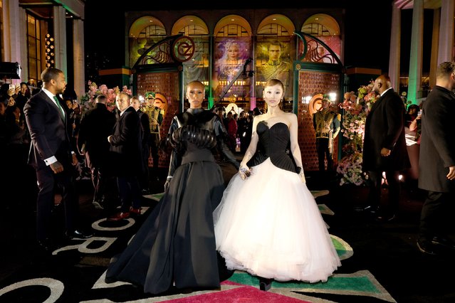 “Wicked: For Good” stars Cynthia Erivo, left, and Ariana Grande attend the film’s US premiere in New York City on Monday, November 17, 2025. (Photo by Kevin Mazur/Getty Images for Universal Pictures)