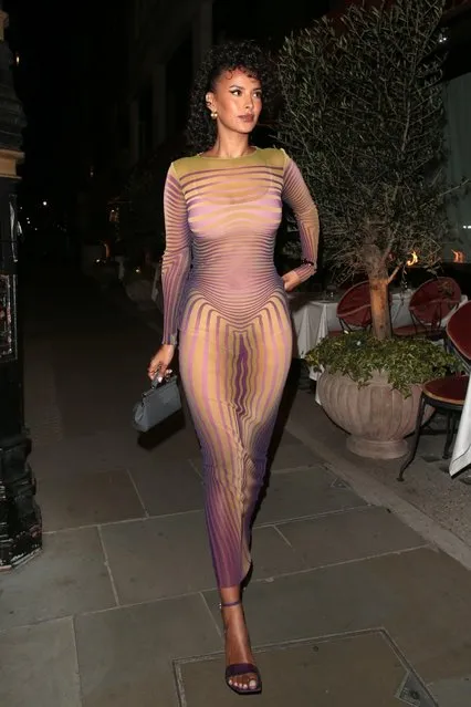 English television presenter Maya Jama is seen on a night out at Bacchanalia restaurant in Mayfair on May 17, 2023 in London, England. (Photo by Ricky Vigil M / Justin E Palmer/GC Images)