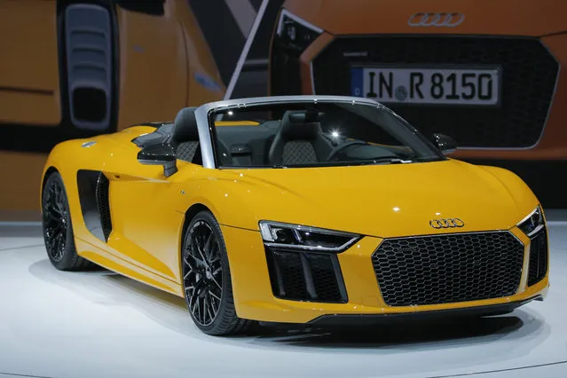 The Audi 2017 R8 Spyder is seen during the 2016 New York International Auto Show media preview in Manhattan, New York on March 23, 2016. (Photo by Eduardo Munoz/Reuters)
